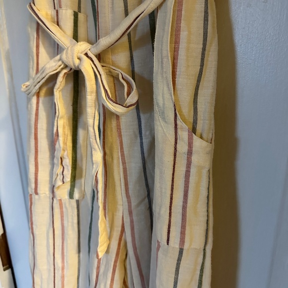 Striped Sleeveless Jumpsuit with Belt - Picture 2 of 4